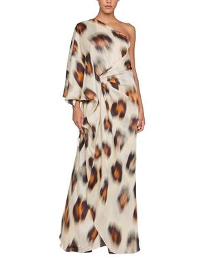 Halston Carmen Chiffon Silk Gown - Natural