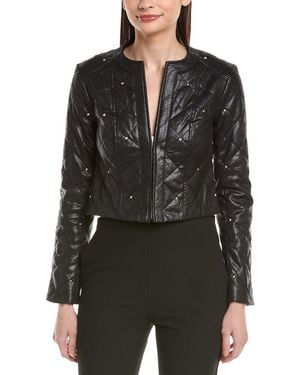 Joseph Ribkoff Quilted Faux Leather Jacket - Black