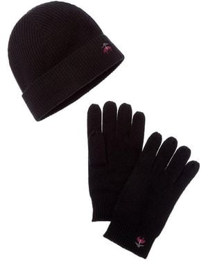 Brooks Brothers 2pc Wool & Cashmere-blend Hat & Gloves Set - Black
