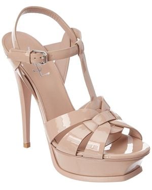 Saint Laurent Tribute 105 Patent Platform Sandal - Pink
