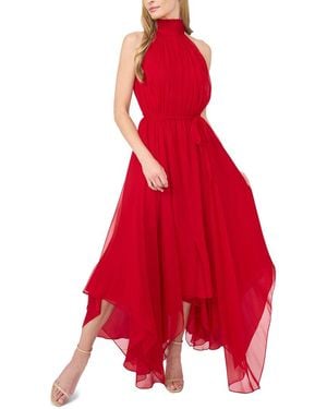 Ted Baker Halter Neck Handkerchief Hem Midi Dress - Red