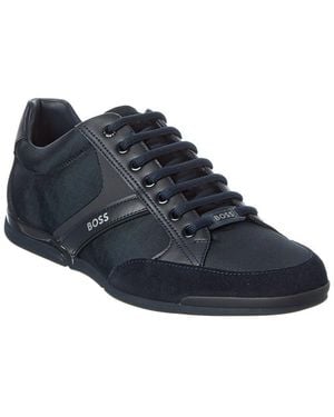 BOSS Saturn Canvas & Leather Trainer - Blue