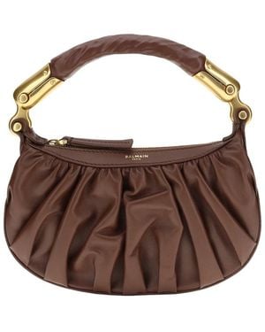 Balmain Ébène Leather Shoulder Bag - Brown