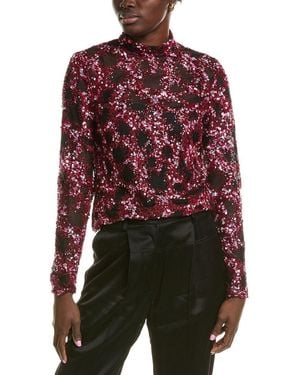 BCBGMAXAZRIA Sequin Turtleneck Pullover - Red
