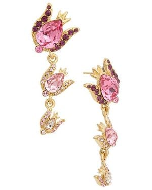 Oscar de la Renta Rose Crystal 3-Drop Earrings - Pink