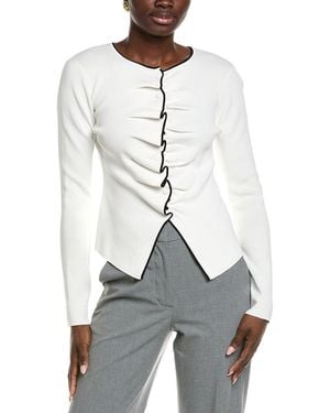 Endless Rose Ruffle Draped Knit Top - White