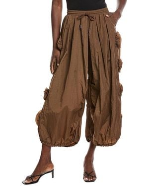 Gracia Flower Applique Parachute Pant - Brown