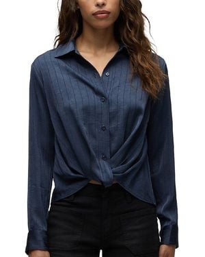 Hudson Jeans Knotted Button Down Shirt - Blue