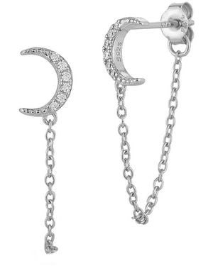 Glaze Jewelry Rhodium Plated Cz Moon Earrings - White