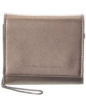 Brunello Cucinelli Leather Wallet On Chain - Grey
