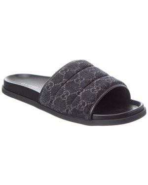 Gucci Gg Leather Sandal - Grey