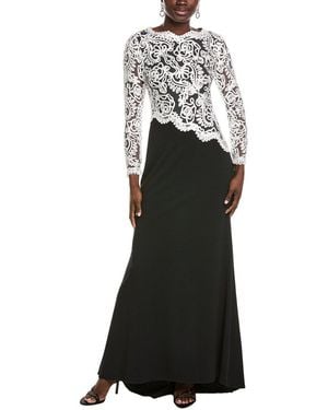 Tadashi Shoji Randall Embroidered Crepe Gown - Black
