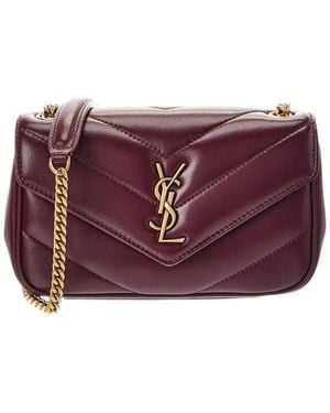 Saint Laurent Loulou Mini Leather Crossbody - Purple
