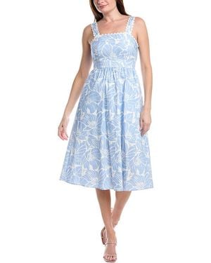 Sam Edelman Palm Print A-Line Dress - Blue