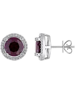 Gemstones 14K 4.75 Ct. Tw. Diamond & Rhodolite Studs - Multicolour