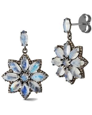 Banji Jewelry Silver 13.16 Ct. Tw. Diamond & Labradorite Drop Earrings - White