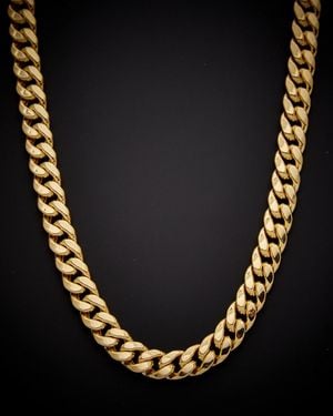 Italian Gold 14k Cuban Link 30in Necklace - Black