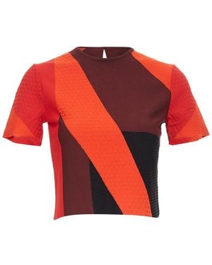 McQueen Colourblock Crop Knit Top, Size Int (Authentic Pre-Loved) - Red