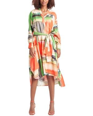 Natori Hikaru Silk-Blend Oversized Dress - Red