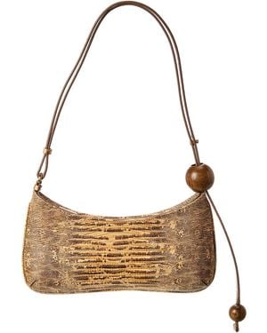 Jacquemus Le Bisou Perle Snake-Embossed Leather Hobo Bag - Metallic
