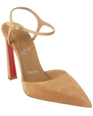 Christian Louboutin Suede Ankle-Strap Pointed Pumps - Metallic