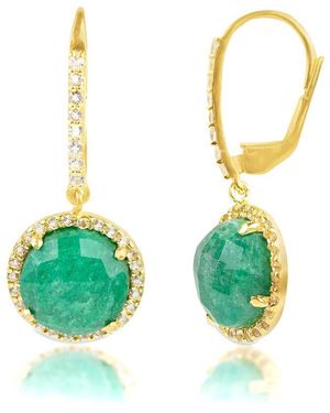 MaxColor 18K Over 6.50 Ct. Tw. Emerald Dangle Earrings - Green