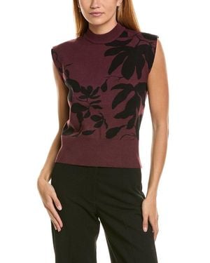 Ellen Tracy Jacquard Floral Top - Red