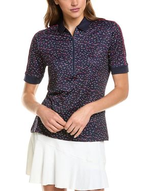 Callaway Apparel Chevron Printed Half-Zip Polo - Blue