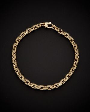 Italian Gold 14k Polished Square Link Bracelet - Black