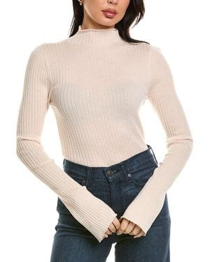 Cruna Connie Fitted Mock Neck Wool Top - Blue