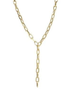 Chloe and Madison 18K Over Paperclip Lariat Necklace - Metallic