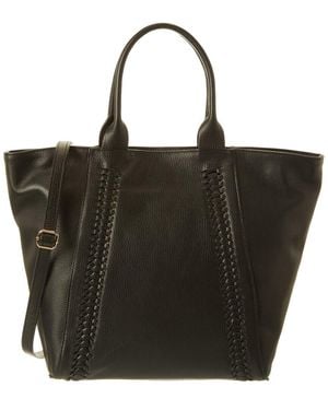 Persaman New York Freya Whipstitched Leather Tote - Black