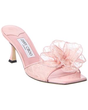 Jimmy Choo Skye/Corsage 70 Lace & Leather Sandal - Pink
