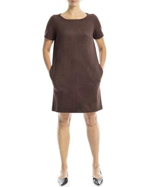 Max Studio Round Neck Short Dress - Brown