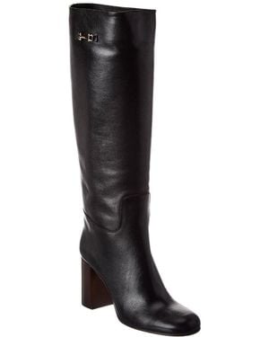 Ferragamo Ovidio Leather Knee-High Boot - Black