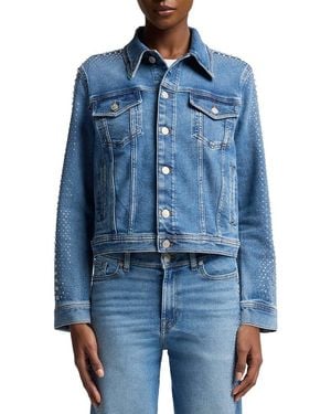7 For All Mankind Adi Embellished Jean Trucker Jacket - Blue