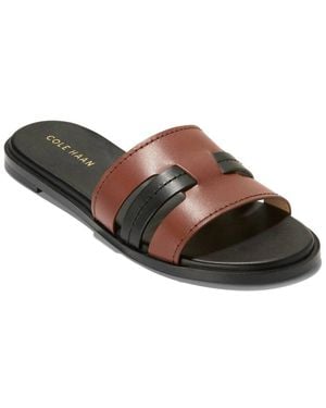 Cole Haan Flynn Slotted Leather Slide Sandal - Brown