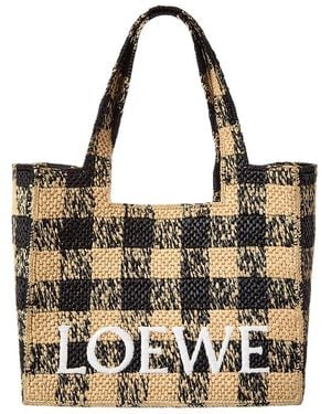 Loewe Font Large Raffia Tote - Brown