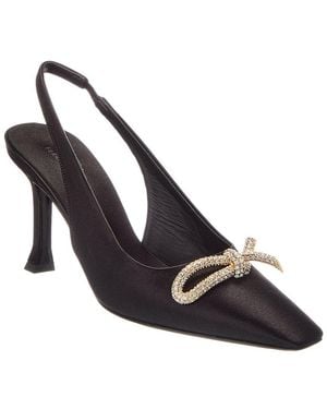 Ferragamo Arlene 85 Silk Slingback Pump - Metallic