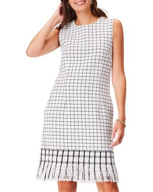 NIC+ZOE Grid Fringe Mix Dress - White