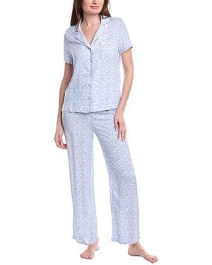 Splendid 2pc Woven Notch Pyjama Pant Set - Blue