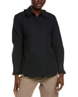 Lafayette 148 New York Pleated Collar Shirt - Black