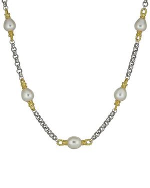 Belpearl Plated 9-4Mm Pearl Links Necklace - Metallic