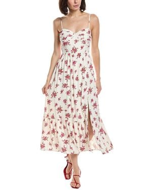 Astr Pleated Bust Linen-Blend Maxi Dress - Pink