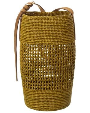 KHAITE Billie Small Raffia & Suede Bucket Bag - Green