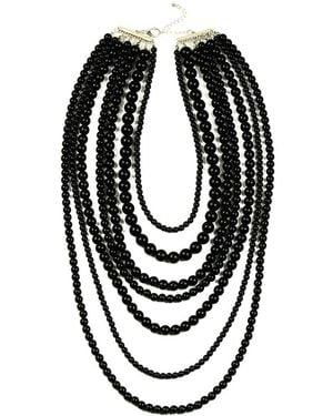 Eye Candy LA Luxe Collection Enamel Bead Drop Necklace - Black