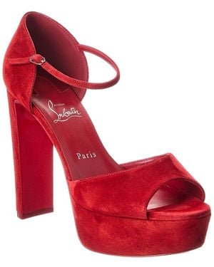 Christian Louboutin Sandaloo 130 Suede Platform Sandal - Red