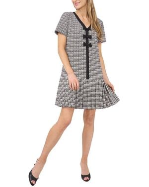 Cece Box Pleat Combo Bow Dress - Black