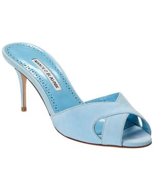 Manolo Blahnik Mumbimu 70 Suede Mule - Blue