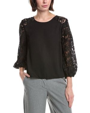 Vince Camuto Lace-Sleeve Blouse - Black